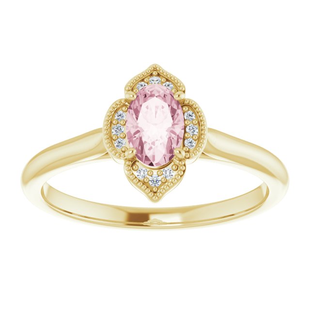 14K Rose Natural Pink Morganite & .03 CTW Natural Diamond Ring