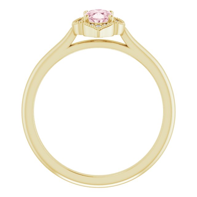 14K Rose Gold Pink Morganite and Diamond Accent Ring