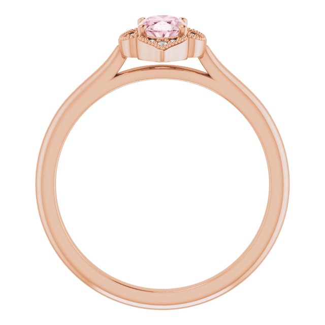 14K Rose Gold Pink Morganite and Diamond Accent Ring