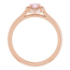 14K Rose Gold Pink Morganite and Diamond Accent Ring