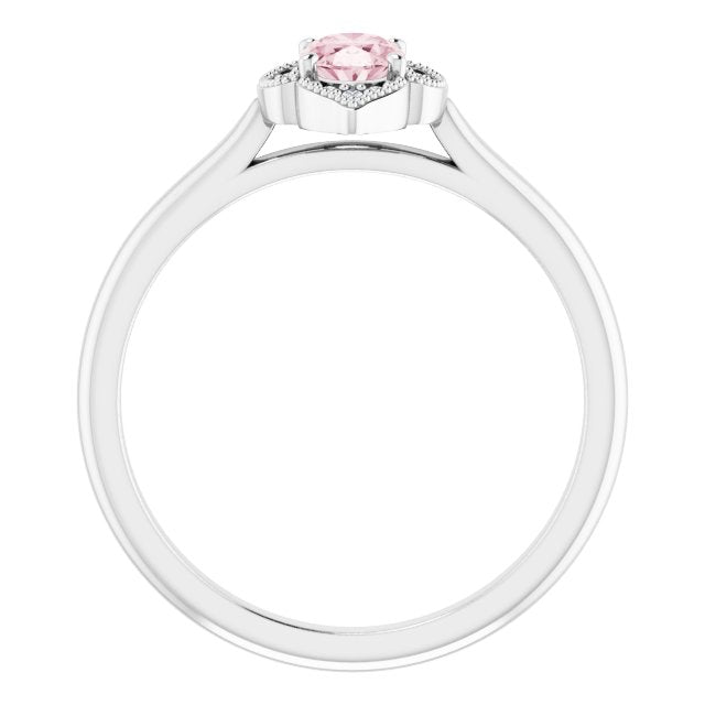 14K Rose Natural Pink Morganite & .03 CTW Natural Diamond Ring