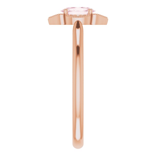 14K Rose Gold Pink Morganite and Diamond Accent Ring