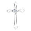 14K White 4  mm Square 3/8 CTW Natural Diamond Cross Pendant