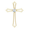 14K White 4  mm Square 3/8 CTW Natural Diamond Cross Pendant