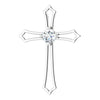 14K White 4  mm Square 3/8 CTW Natural Diamond Cross Pendant