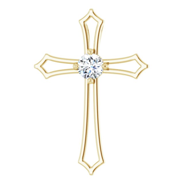 14K White Gold Diamond Cross Pendant – Elegant Square Design