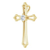 14K White 4  mm Square 3/8 CTW Natural Diamond Cross Pendant