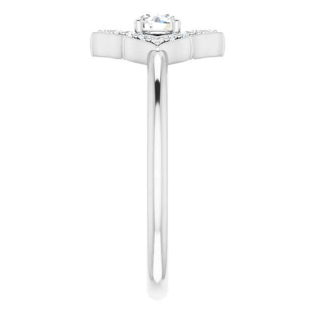 14K White 1/3 CTW Natural Diamond Halo-Style Clover Ring