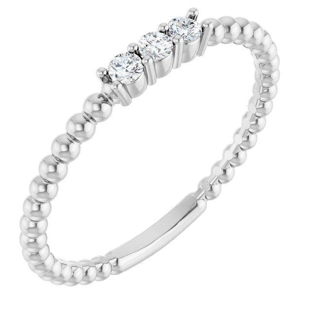 14K Gold Natural Diamond Beaded Ring