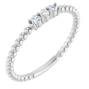 14K Gold Natural Diamond Beaded Ring