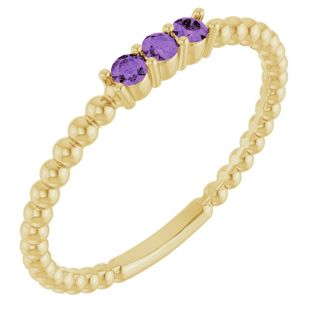 14K Gold Natural Diamond Beaded Ring