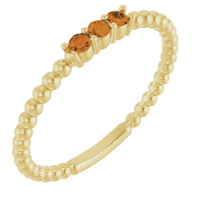 14K Gold Natural Diamond Beaded Ring