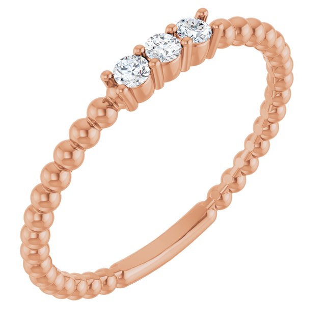 14K Gold Natural Diamond Beaded Ring