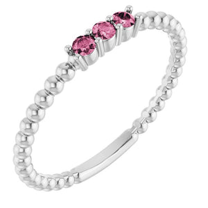 14K Gold Natural Diamond Beaded Ring