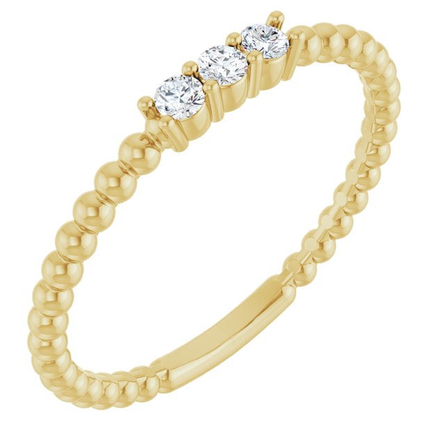 14K Gold Natural Diamond Beaded Ring