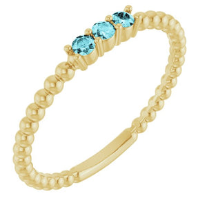 14K Gold Natural Diamond Beaded Ring