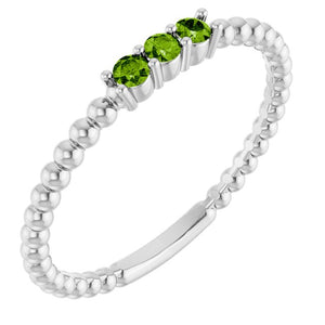 14K Gold Natural Diamond Beaded Ring