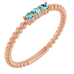 14K Gold Natural Diamond Beaded Ring