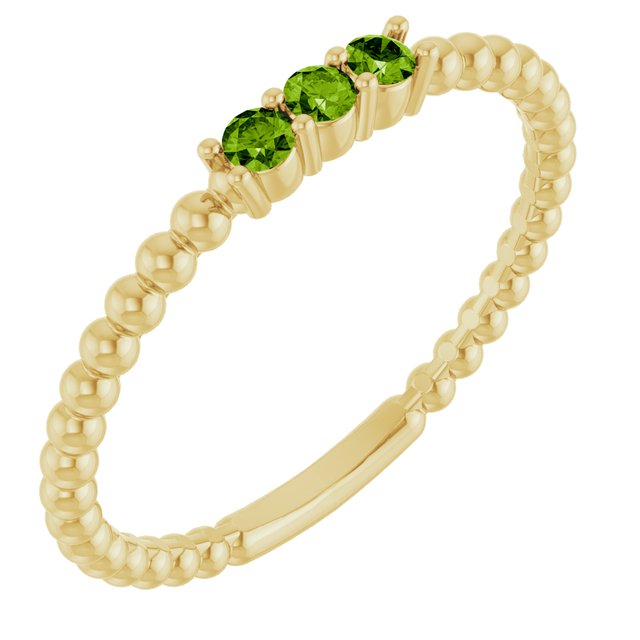 14K Gold Natural Diamond Beaded Ring