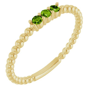 14K Gold Natural Diamond Beaded Ring
