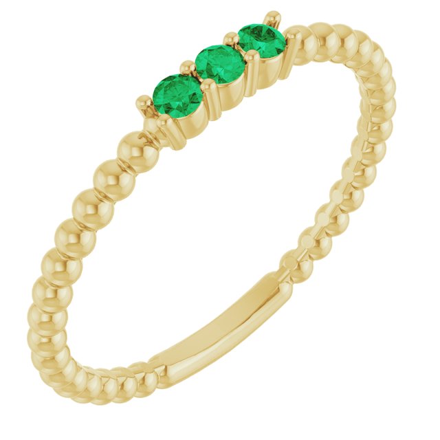 14K Gold Natural Diamond Beaded Ring