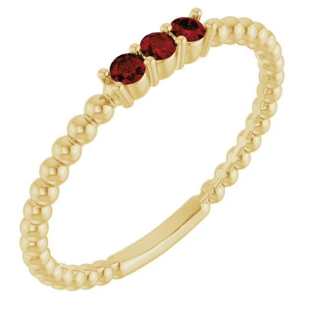 14K Gold Natural Diamond Beaded Ring