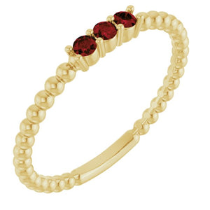 14K Gold Natural Diamond Beaded Ring