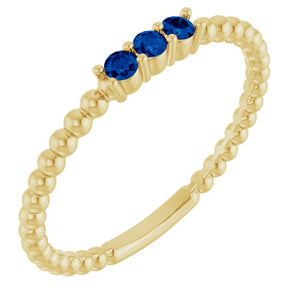 14K Gold Natural Diamond Beaded Ring