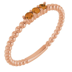 14K Gold Natural Diamond Beaded Ring