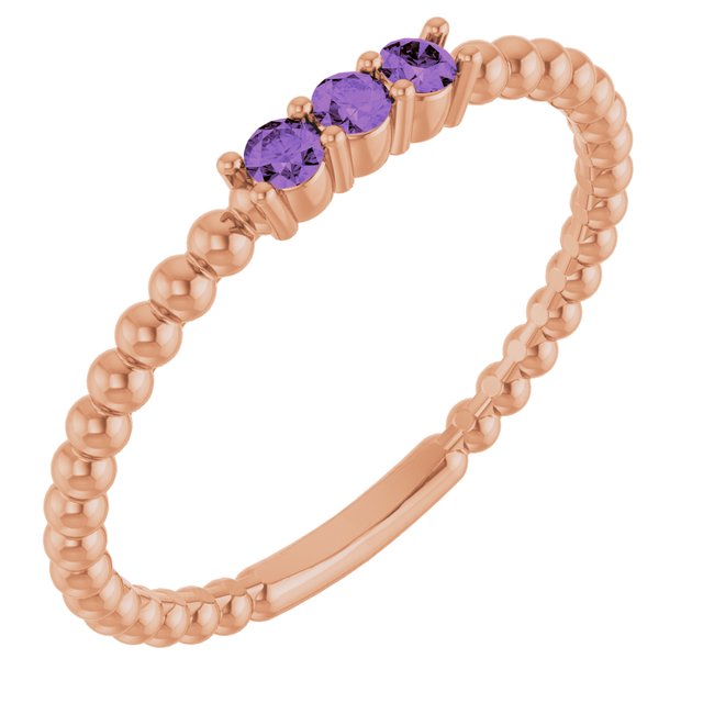 14K Gold Natural Diamond Beaded Ring