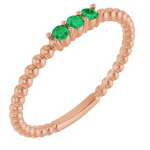 14K Gold Natural Diamond Beaded Ring