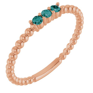 14K Gold Natural Diamond Beaded Ring