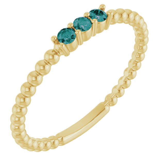 14K Gold Natural Diamond Beaded Ring
