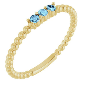 14K Gold, Platinum, Sterling Silver Beaded Ring - Options Available