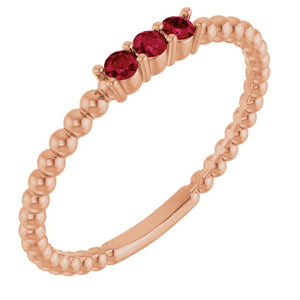 14K Gold Natural Diamond Beaded Ring