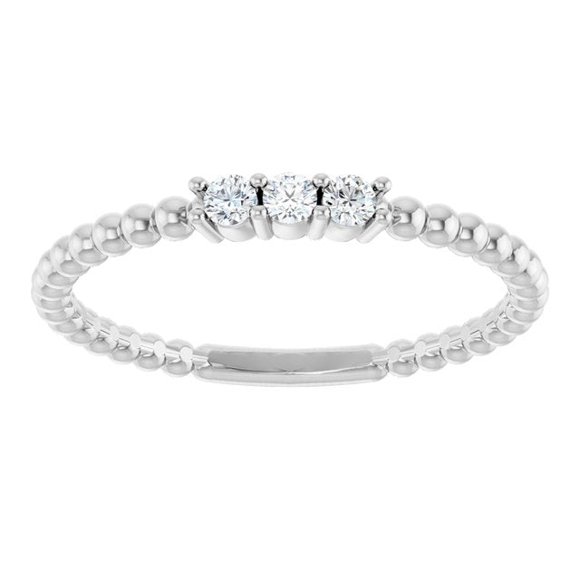 14K Gold Natural Diamond Beaded Ring