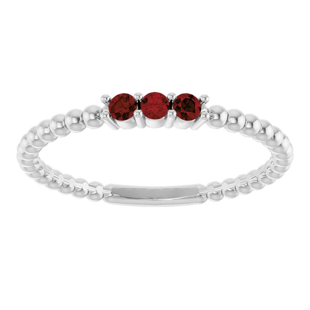 14K Gold, Platinum, Sterling Silver Natural Mozambique Garnet Beaded Ring - Options Available