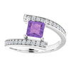 14K White Gold Natural Amethyst & 1/4 CTW Diamond Square Ring