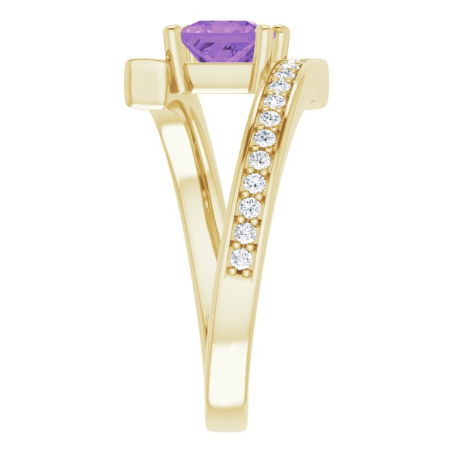 14K White Gold Natural Amethyst & 1/4 CTW Diamond Square Ring