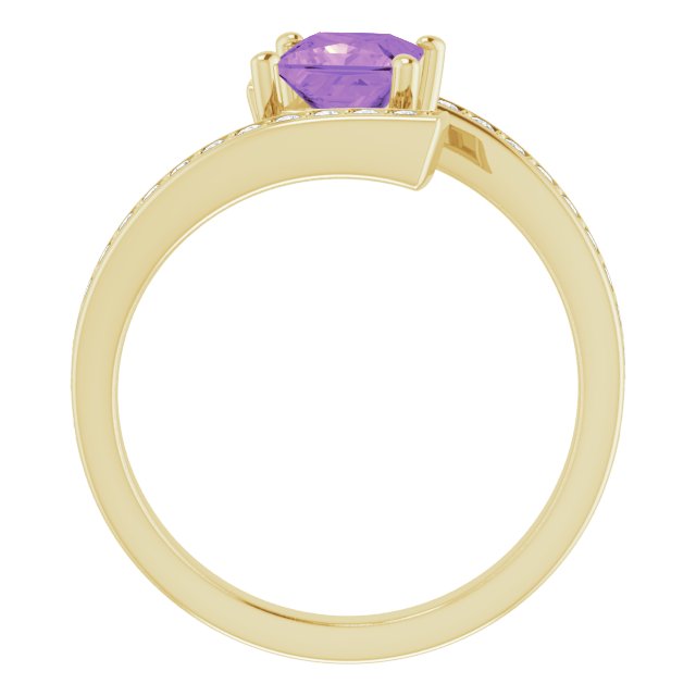 14K White Gold Natural Amethyst & 1/4 CTW Diamond Square Ring