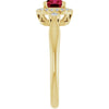 14K Yellow Lab-Grown Ruby & 1/6 CTW Natural Diamond Ring