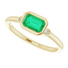 14K Yellow Gold Lab-Grown Emerald & .02 CTW Natural Diamond Ring