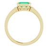 14K Yellow Lab-Grown Emerald & .02 CTW Natural Diamond Ring