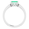 14K Yellow Lab-Grown Emerald & .02 CTW Natural Diamond Ring