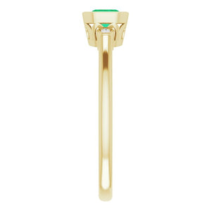 14K Yellow Gold, 6x4 mm Lab-Grown Emerald & .02 CTW Diamond Ring