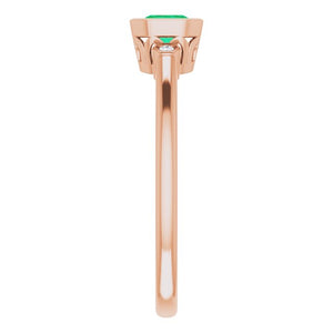 14K Yellow Gold, 6x4 mm Lab-Grown Emerald & .02 CTW Diamond Ring