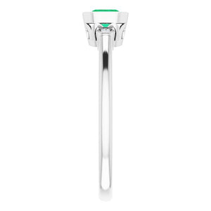 14K Yellow Gold, 6x4 mm Lab-Grown Emerald & .02 CTW Diamond Ring