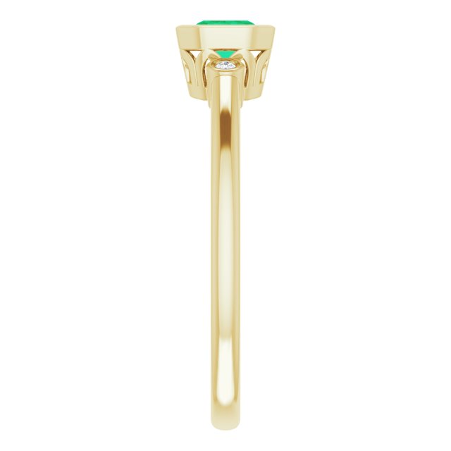 14K Yellow Gold Lab-Grown Emerald & .02 CTW Natural Diamond Ring