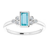 14K Yellow Natural London Blue Topaz & .06 CTW Natural Diamond Ring