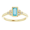 14K Yellow Natural London Blue Topaz & .06 CTW Natural Diamond Ring